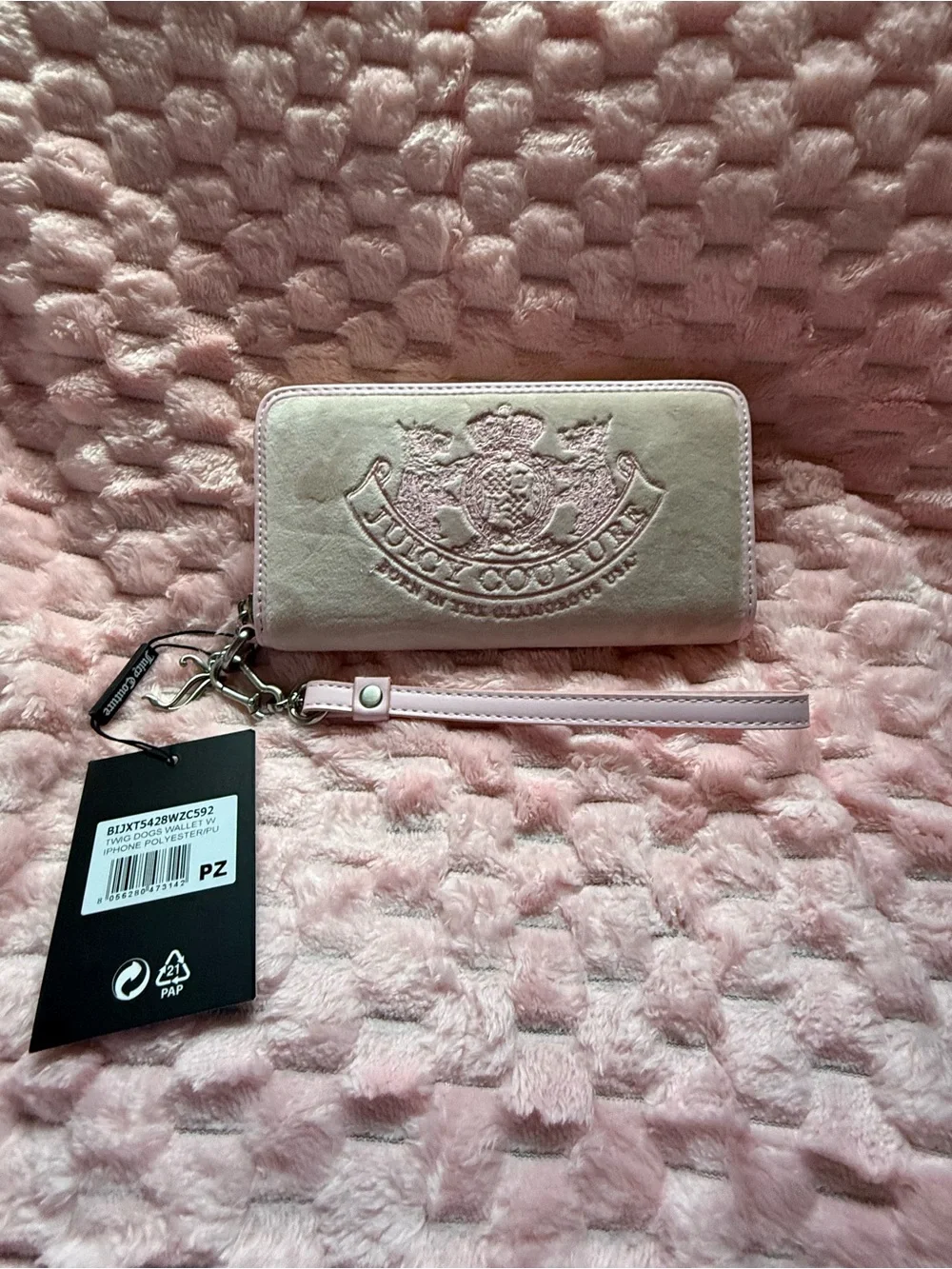 Juicy Couture UK Long Wallet Beige / Pink **Born In Glamorous USA** design! NWT! - Picture 1 of 10
